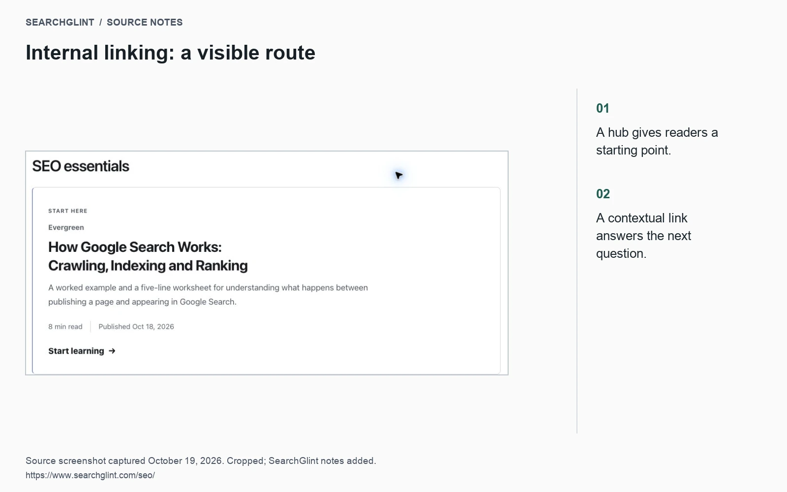 SearchGlint SEO hub with the introductory search guide linked below SEO essentials.